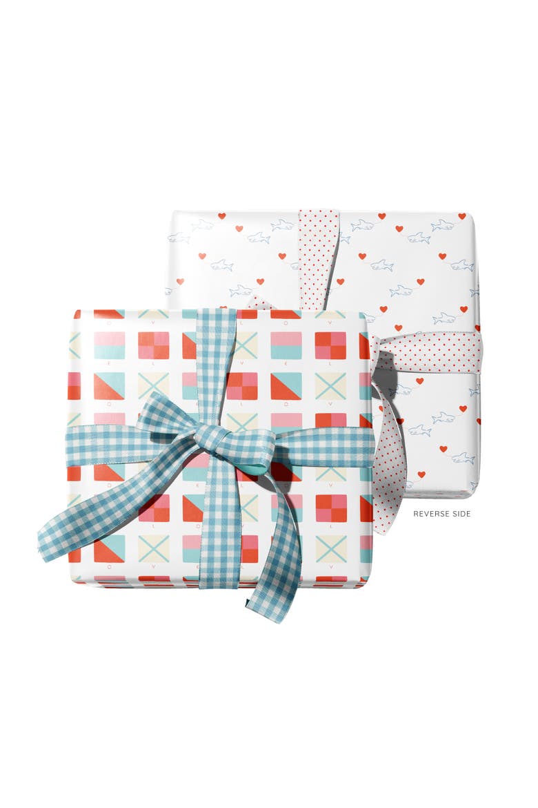 Eight Sheets Two-Sided "Nautical Love" Heavyweight Gift Wrap, Alternate, color, Multicolored