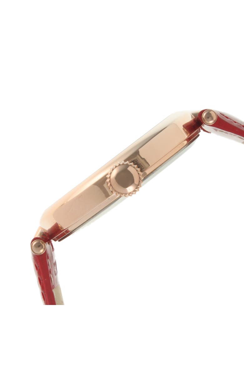 Round T Bar Leather Strap Watch- 38MM, Alternate, color, Red