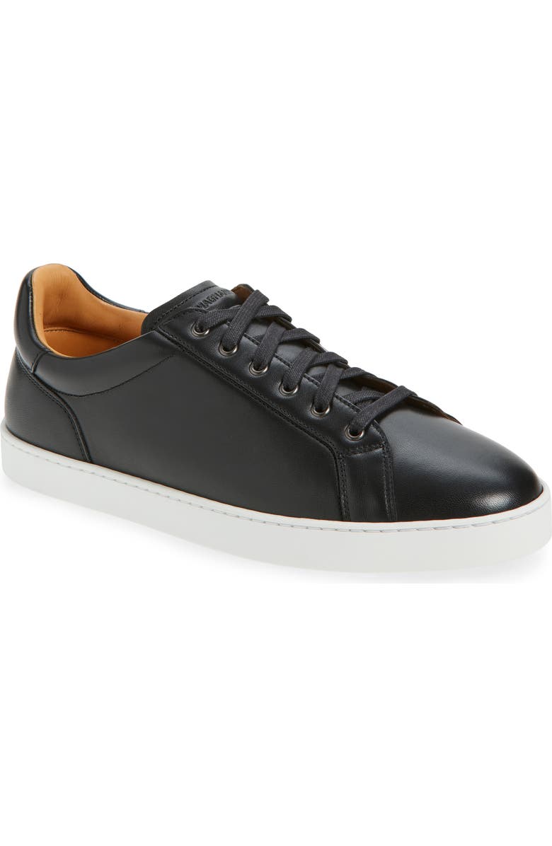 Magnanni Cote Lo Leather Sneaker, Main, color, Black Napa