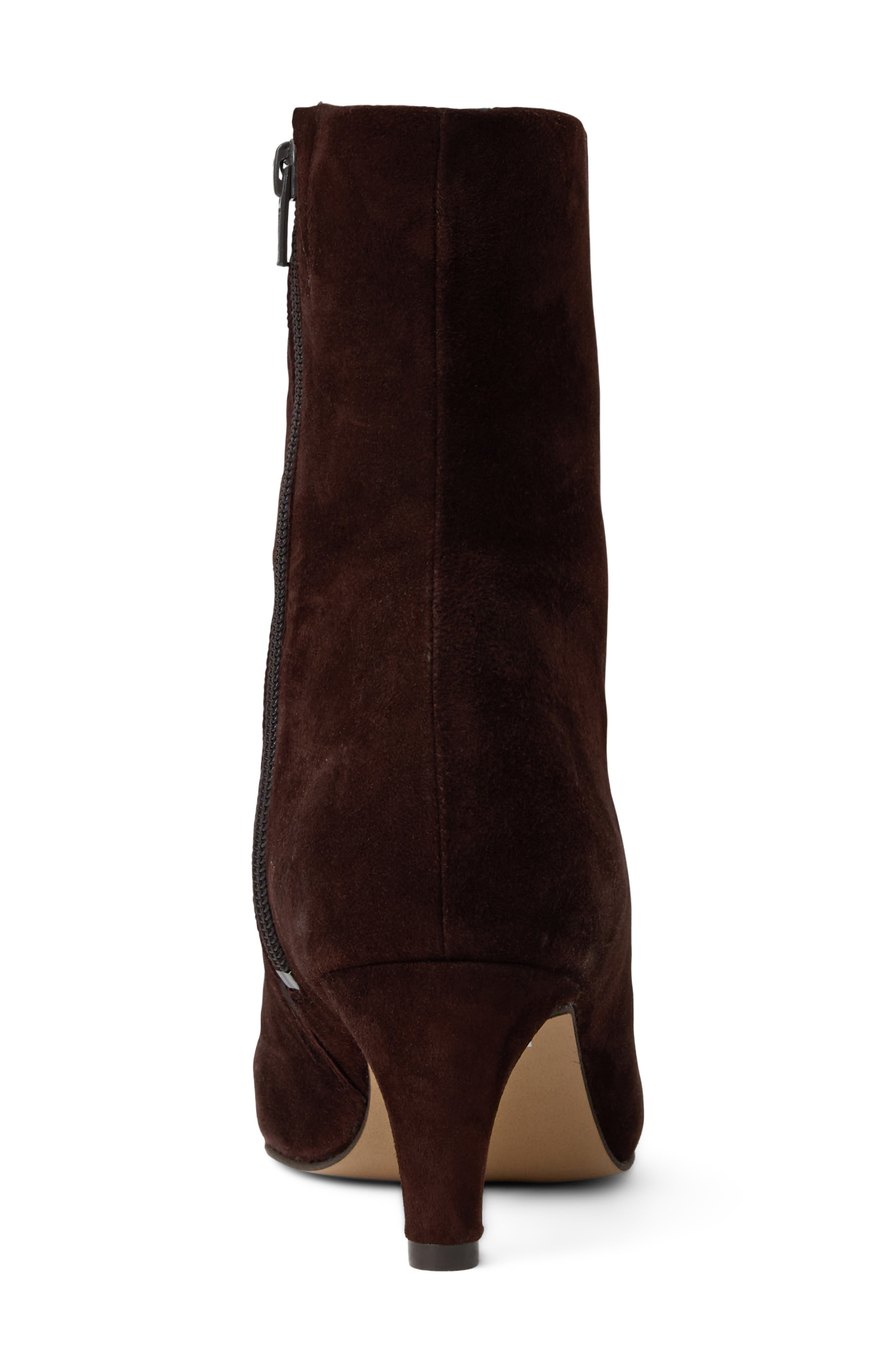 Roxanne Leather Bootie, Alternate, color, DARK BROWN SUEDE