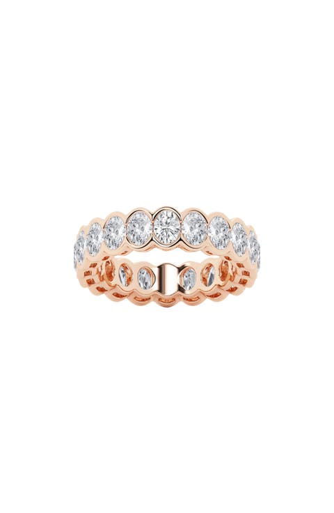 Oval Lab Created Diamond Half Bezel Eternity Band Ring - 3ct.
