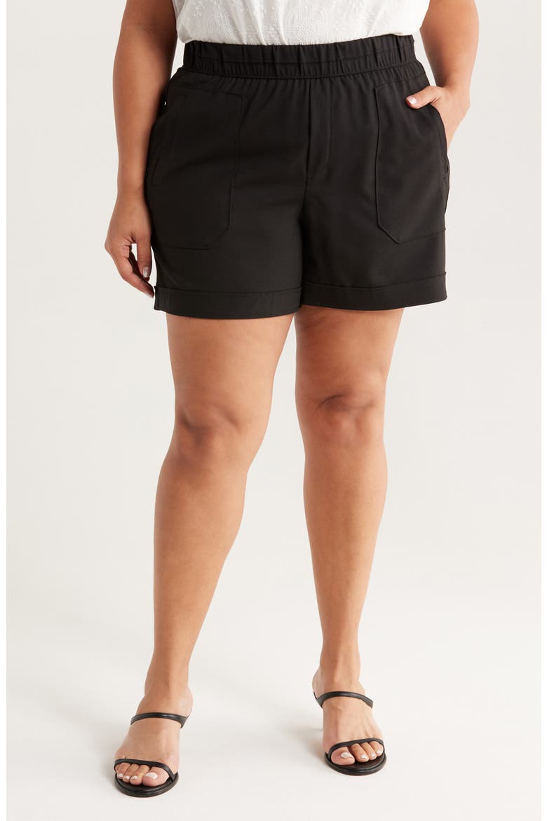 Skyrise Patch Pocket Shorts, Main, color, BLACK