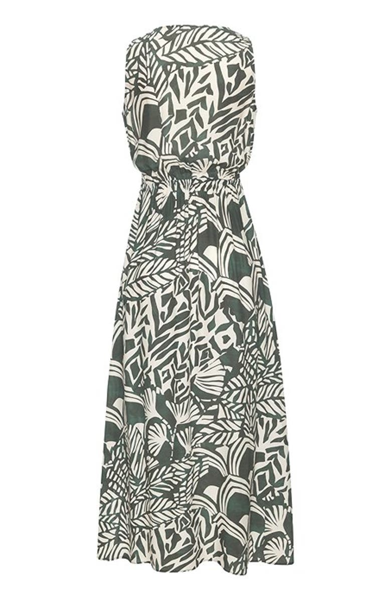 LASCANA Women's Flowy V-Neck Maxi Dress, Alternate, color, Green Ivory