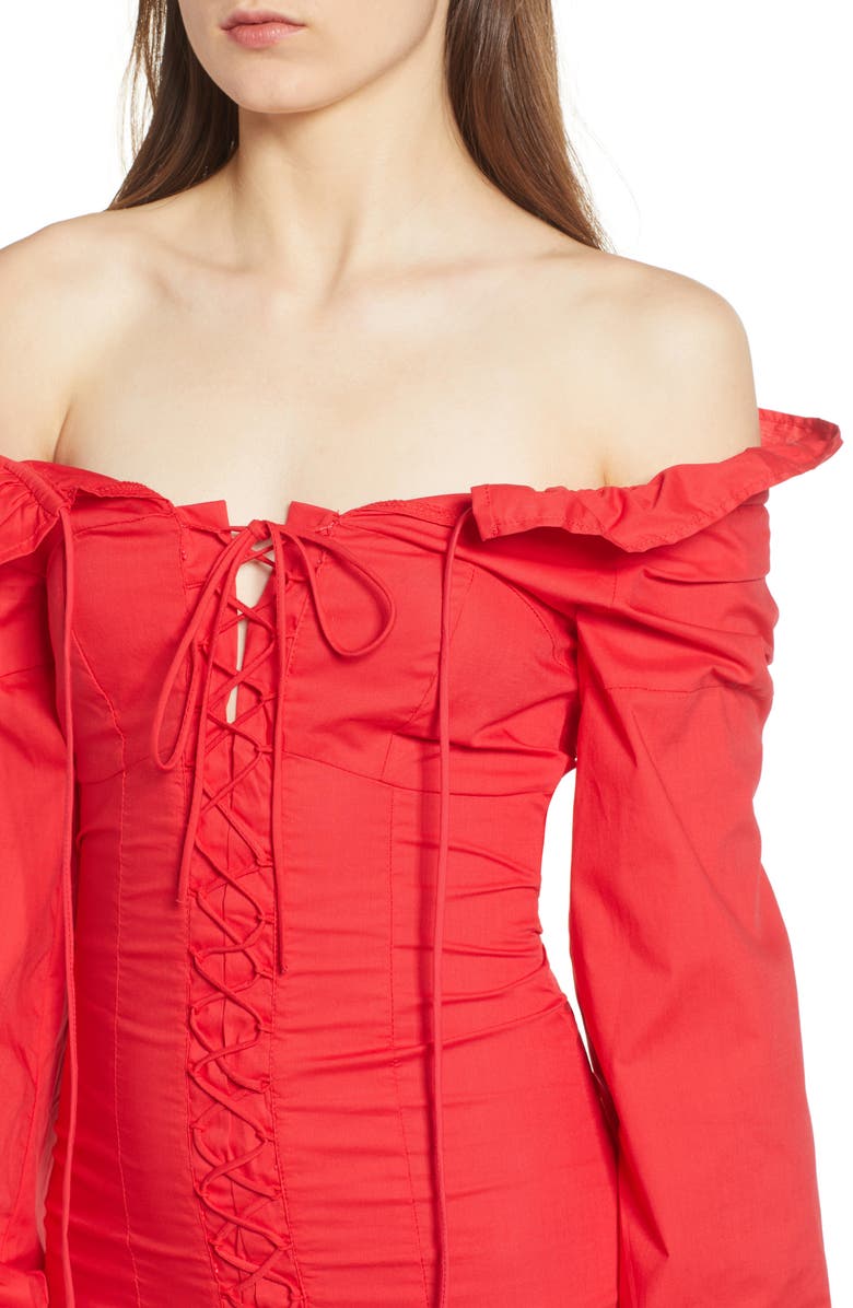 LIONESS Foxy Off the Shoulder Minidress, Alternate, color, 