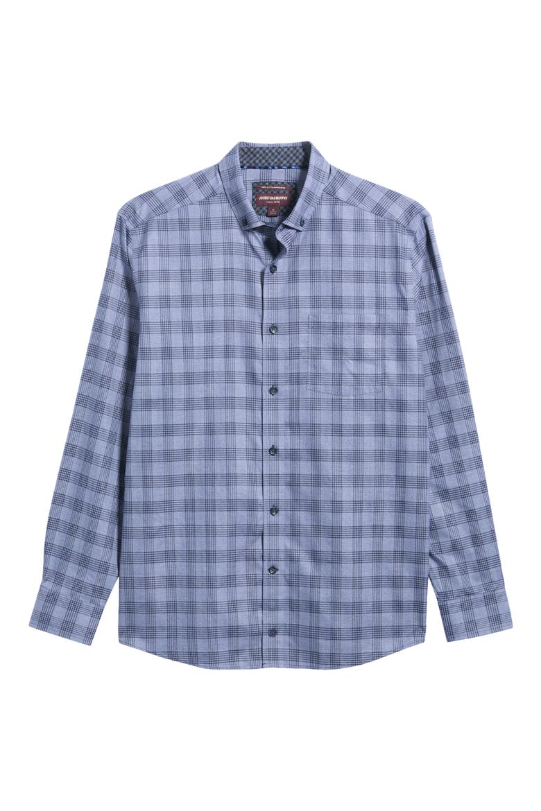 Ovation Check Non-Iron Cotton Button-Up Shirt, Main, color, NAVY TONAL CHECK