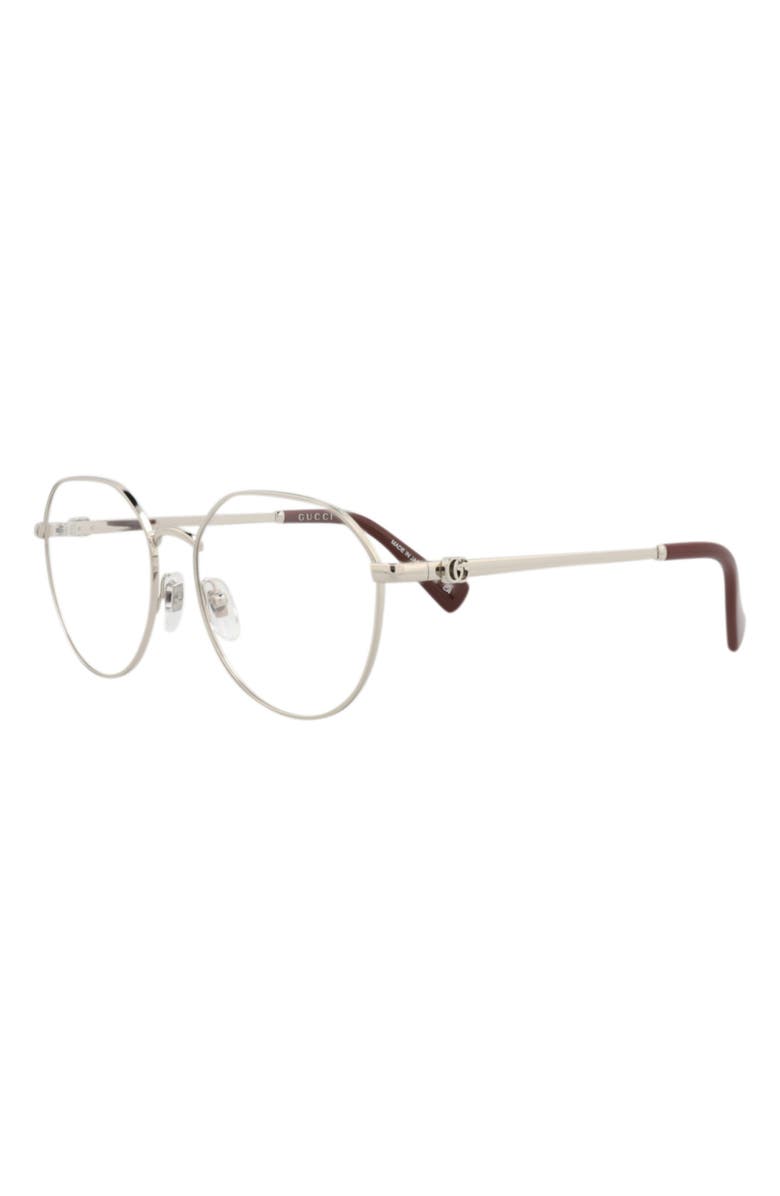 Gucci 54mm Round Optical Glasses, Alternate, color, Silver Silver Transparent