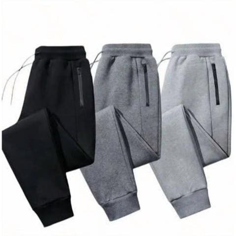 3 Pack Mens Ultra Soft Zipper PocketFleece Joggers
