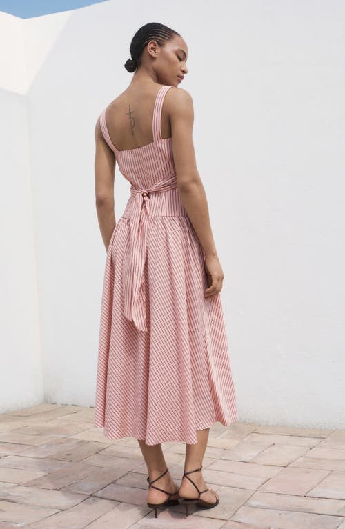 Mango Stripe Crossover Dress In Pink