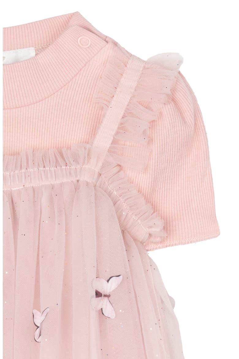 Ribbed Bodysuit & Butterfly Mesh Dress Set, Alternate, color, BLUSH