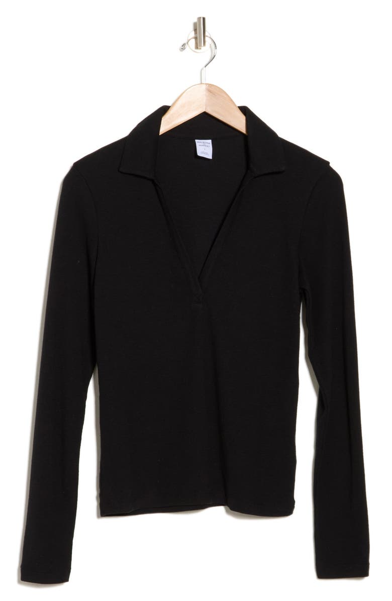 Melrose and Market Knit Polo Top, Alternate, color, Black