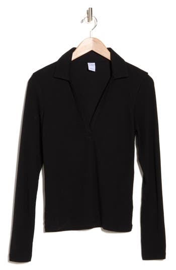 Melrose And Market Knit Polo Top In Black