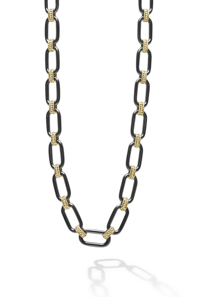 Signature Black Caviar Chain Necklace, Main, color, GOLD