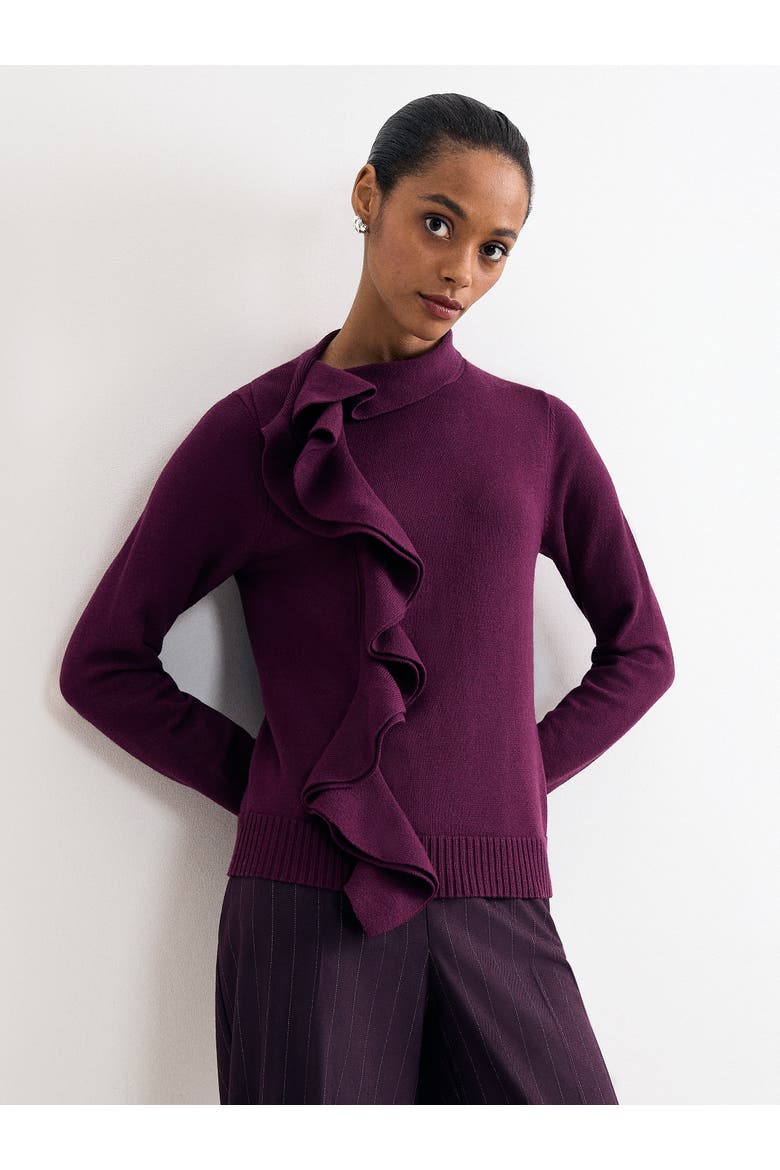 Plum Ruffle Detail Knit Jumper, Main, color, Pink