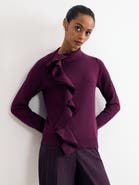 Phase Eight Plum Ruffle Detail Knit Jumper