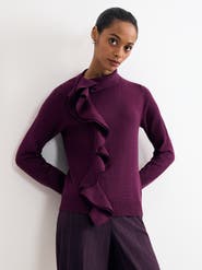 Phase Eight Plum Ruffle Detail Knit Jumper