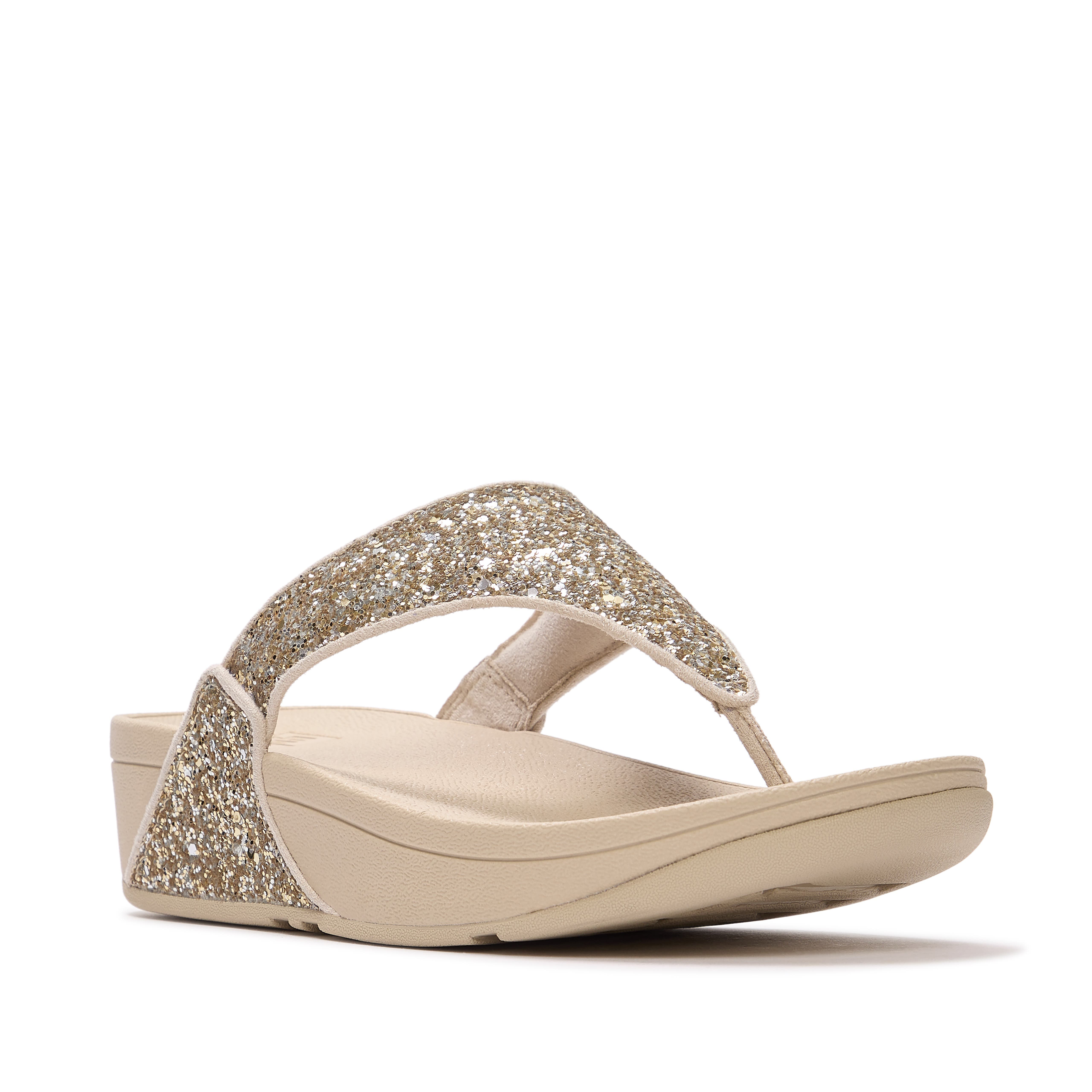 FitFlop Lulu Multi Glitter TP Sandal, Main, color, Platino/Silver