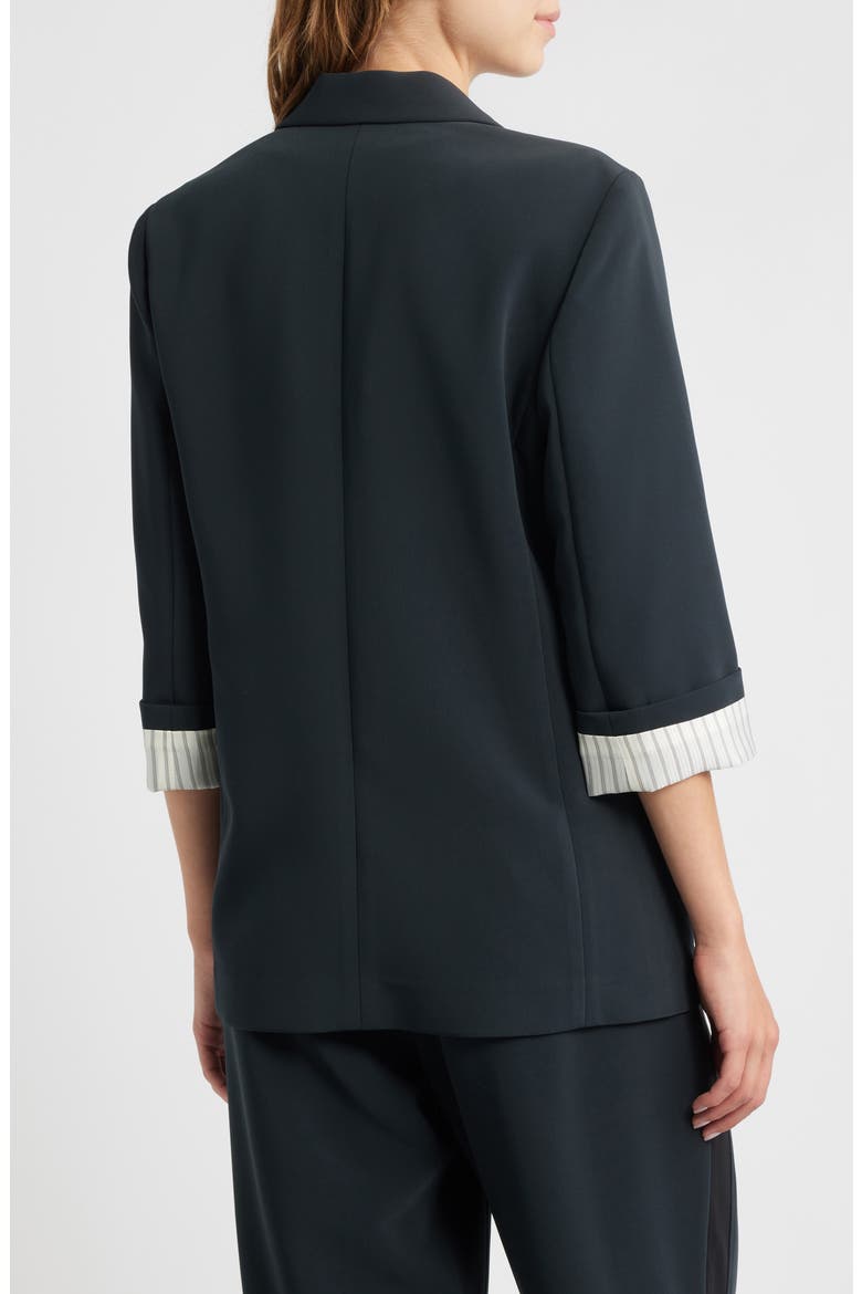 Jennie Elbow Sleeve Crepe Blazer, Alternate, color, BLACK