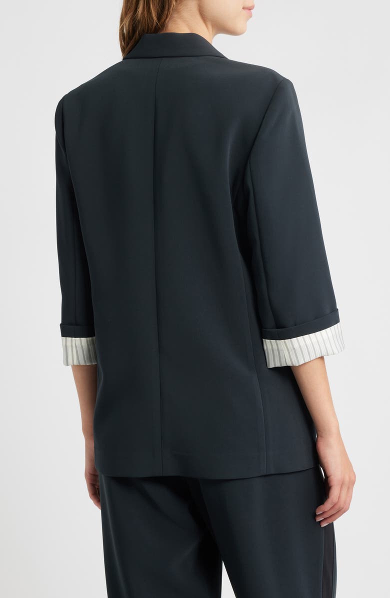 rag & bone Jennie Elbow Sleeve Crepe Blazer, Alternate, color, Black