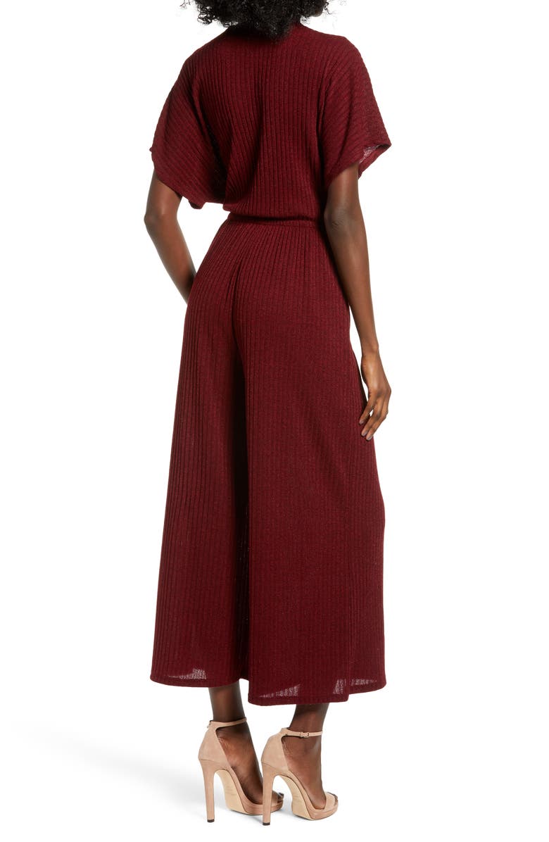 All in Favor Wide Leg Wrap Front Jumpsuit, Alternate, color, 