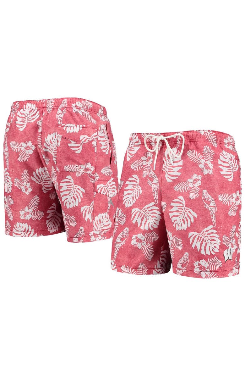Tommy Bahama Men's Tommy Bahama Red Wisconsin Badgers Naples Parrot in Paradise Swim Shorts, Alternate, color, 