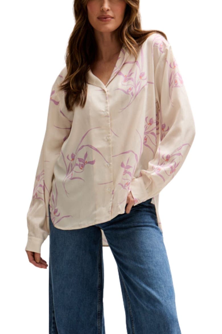 Lillibet Large Floral Print Shirt, Alternate, color, Natural