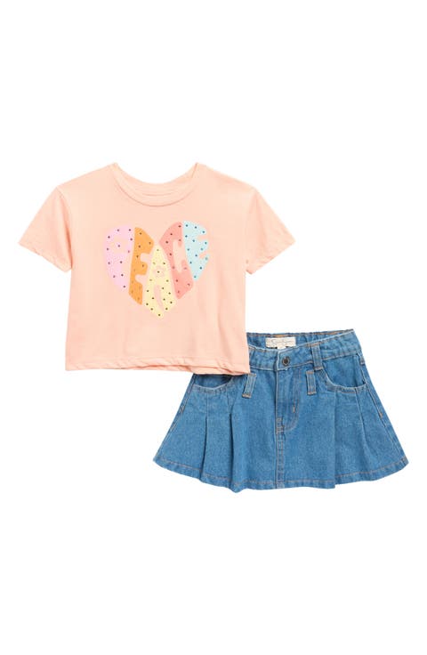 Kids' Spread Your Wings Butterfly Graphic T-Shirt & Denim Skirt Set (Toddler)