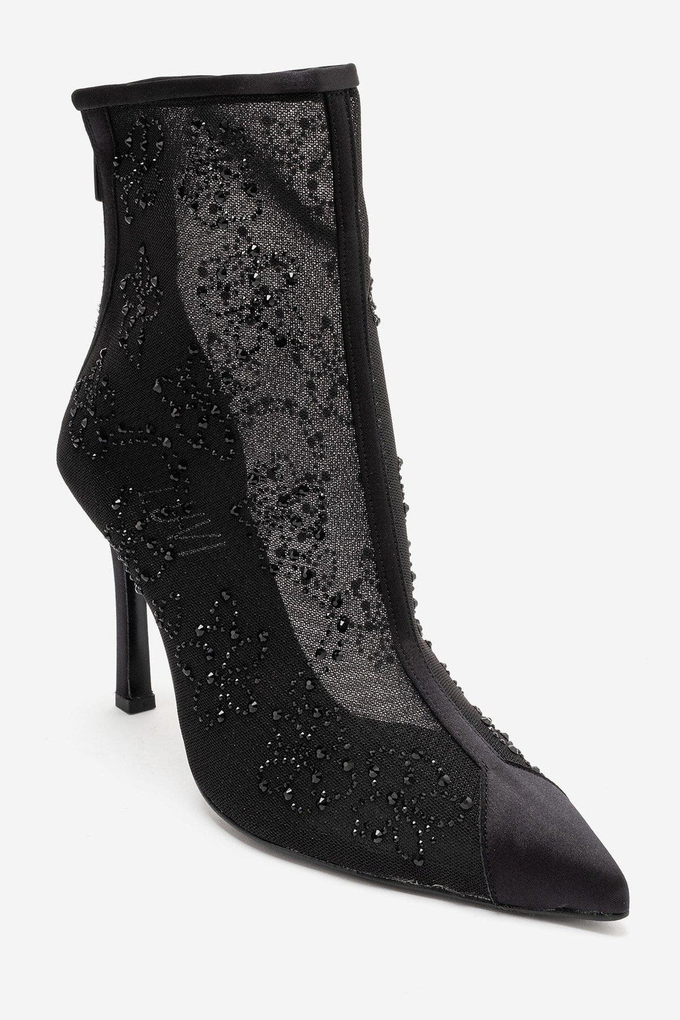 Gwena Embellished Transparent Stiletto Boot, Main, color, Black