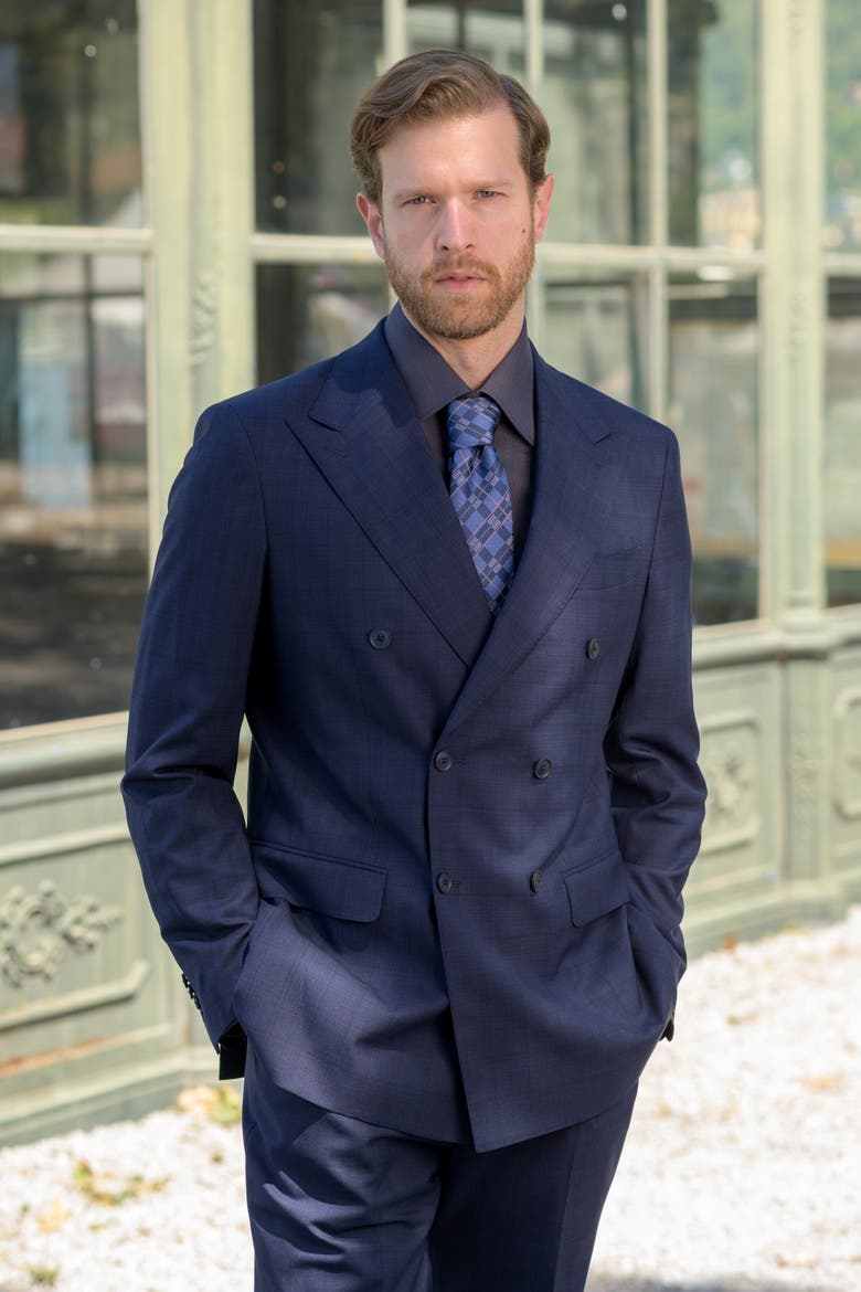 Moscato - Extra Long Silk Jacquard Tie for Men, Alternate, color, Dark Blue