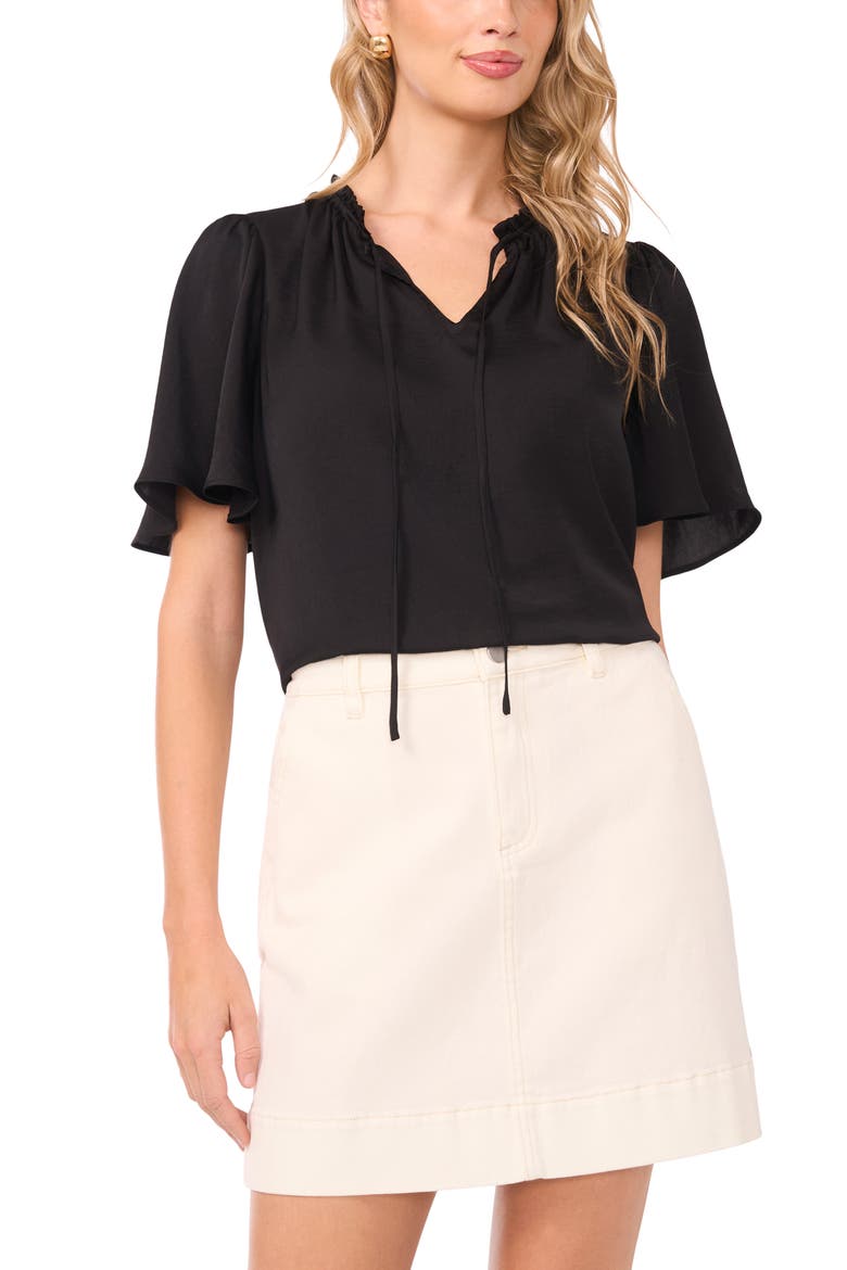 Tie Neck Top, Main, color, RICH BLACK