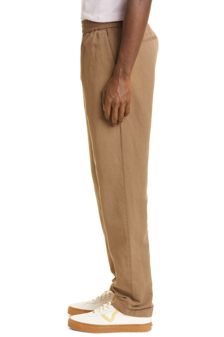 Drawstring Cotton & Linen Pants, Alternate, color, DARK TAN