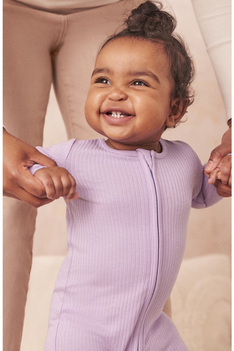 Rib Fitted One-Piece Romper, Alternate, color, RIBBED - LILAC