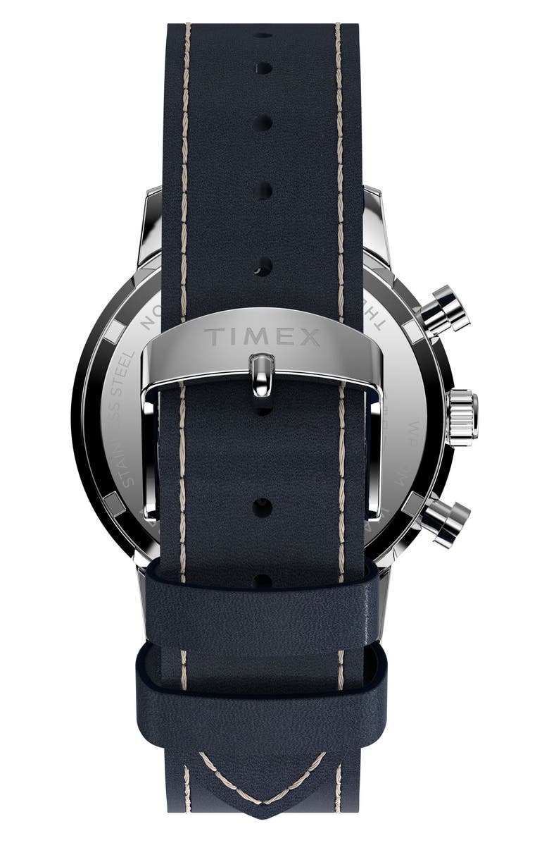 Timex<sup>®</sup> Marlin<sup>®</sup> Chronograph Leather Strap Watch, 40mm, Alternate, color, Blue