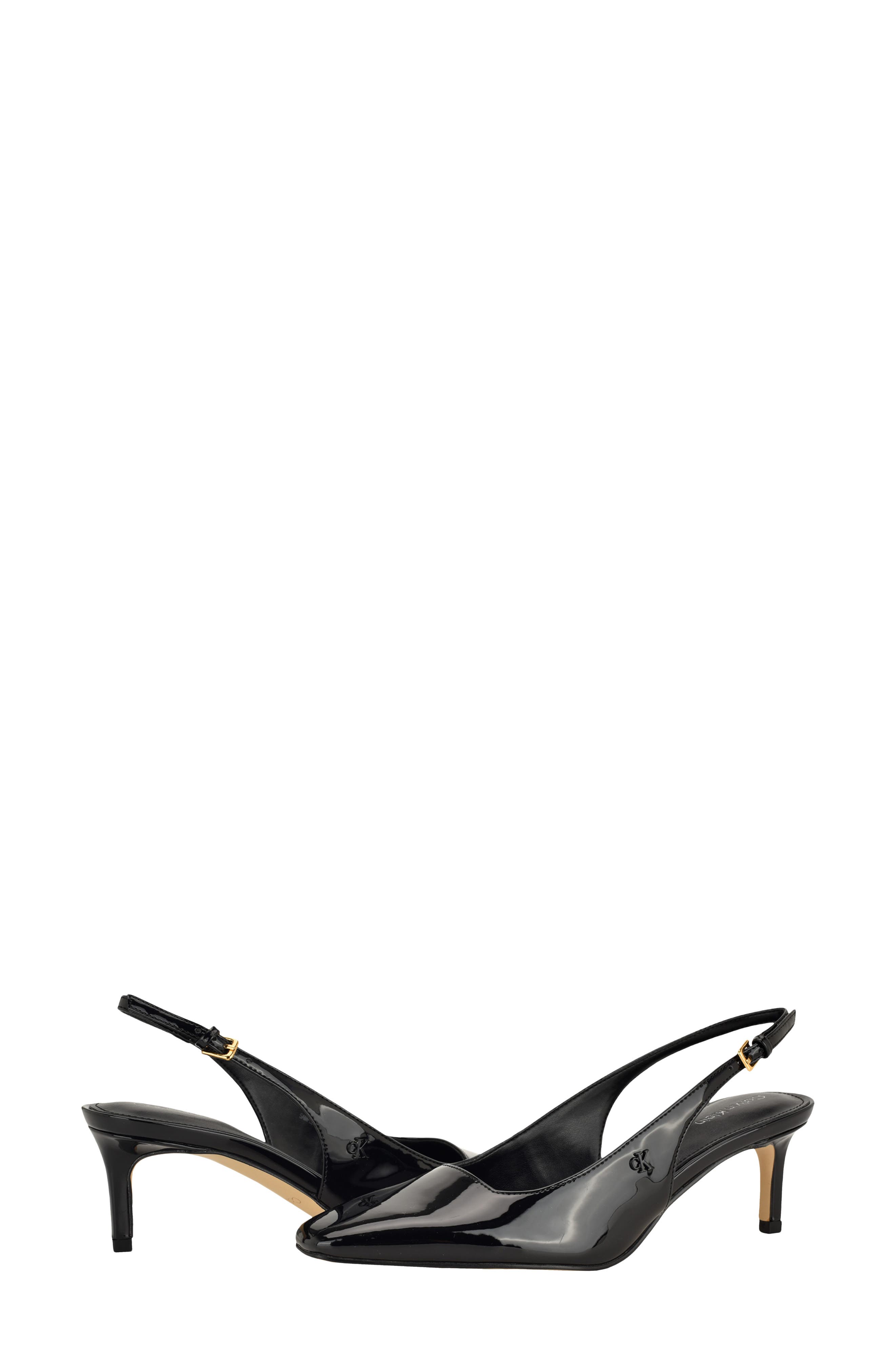 Calvin Klein Sorena Slingback Kitten Heel Pump, Alternate, color, Black Patent