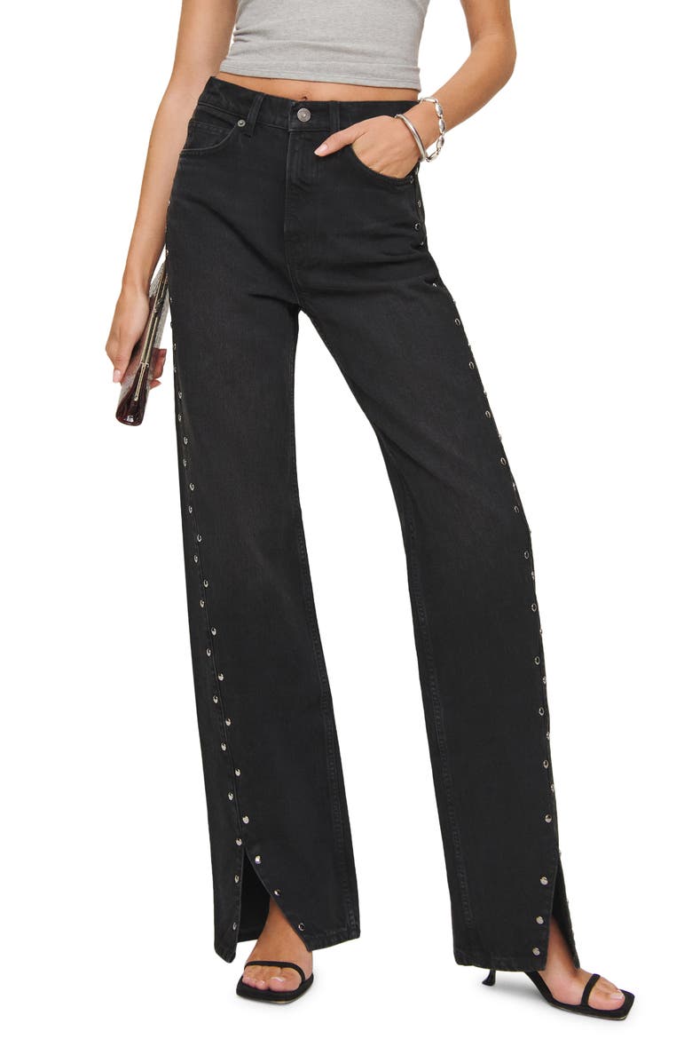 Cary Studded High Waist Slouchy Wide Leg Jeans, Main, color, VANA STUDDED