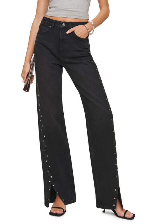 REFORMATION REFORMATION CARY STUDDED HIGH WAIST SLOUCHY WIDE LEG JEANS