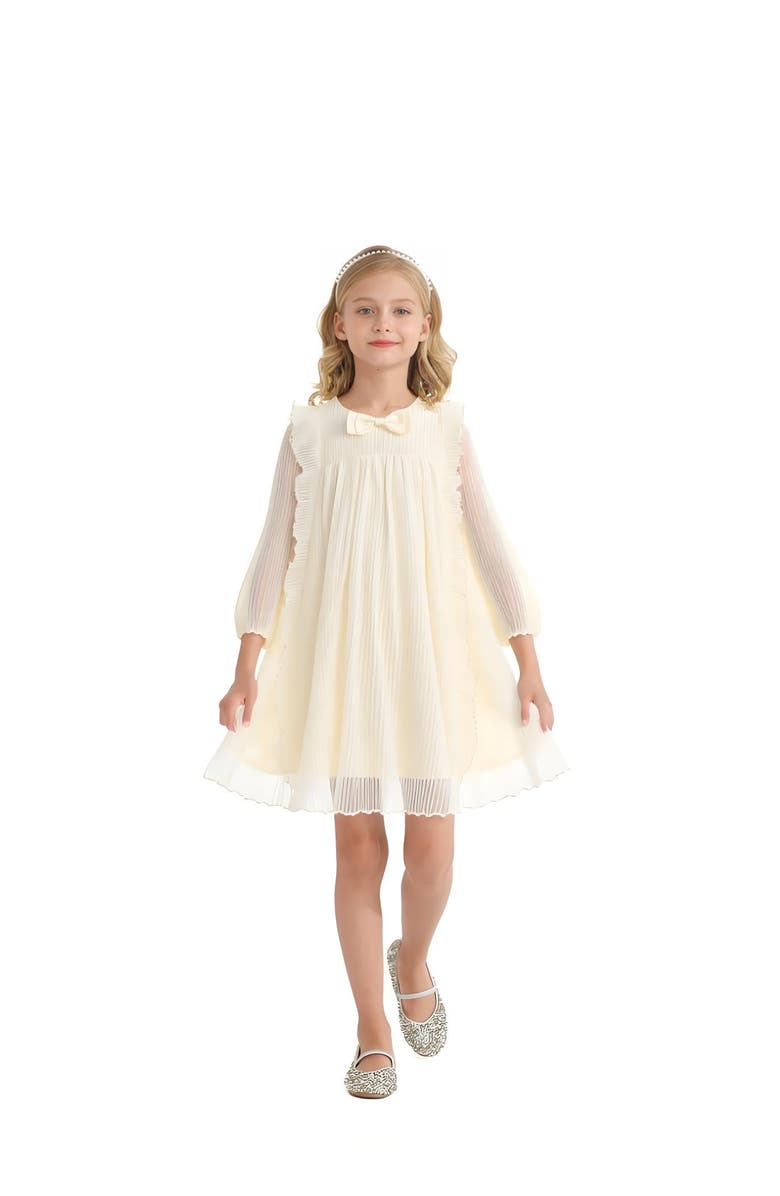 Sweet Cactus Pleated Bow Dress, Alternate, color, Cream