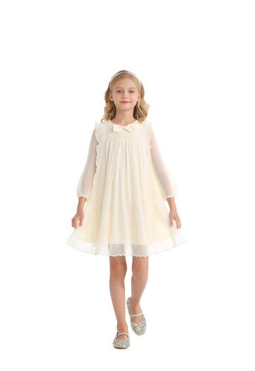 Sweet Cactus Pleated Bow Dress In Yellow