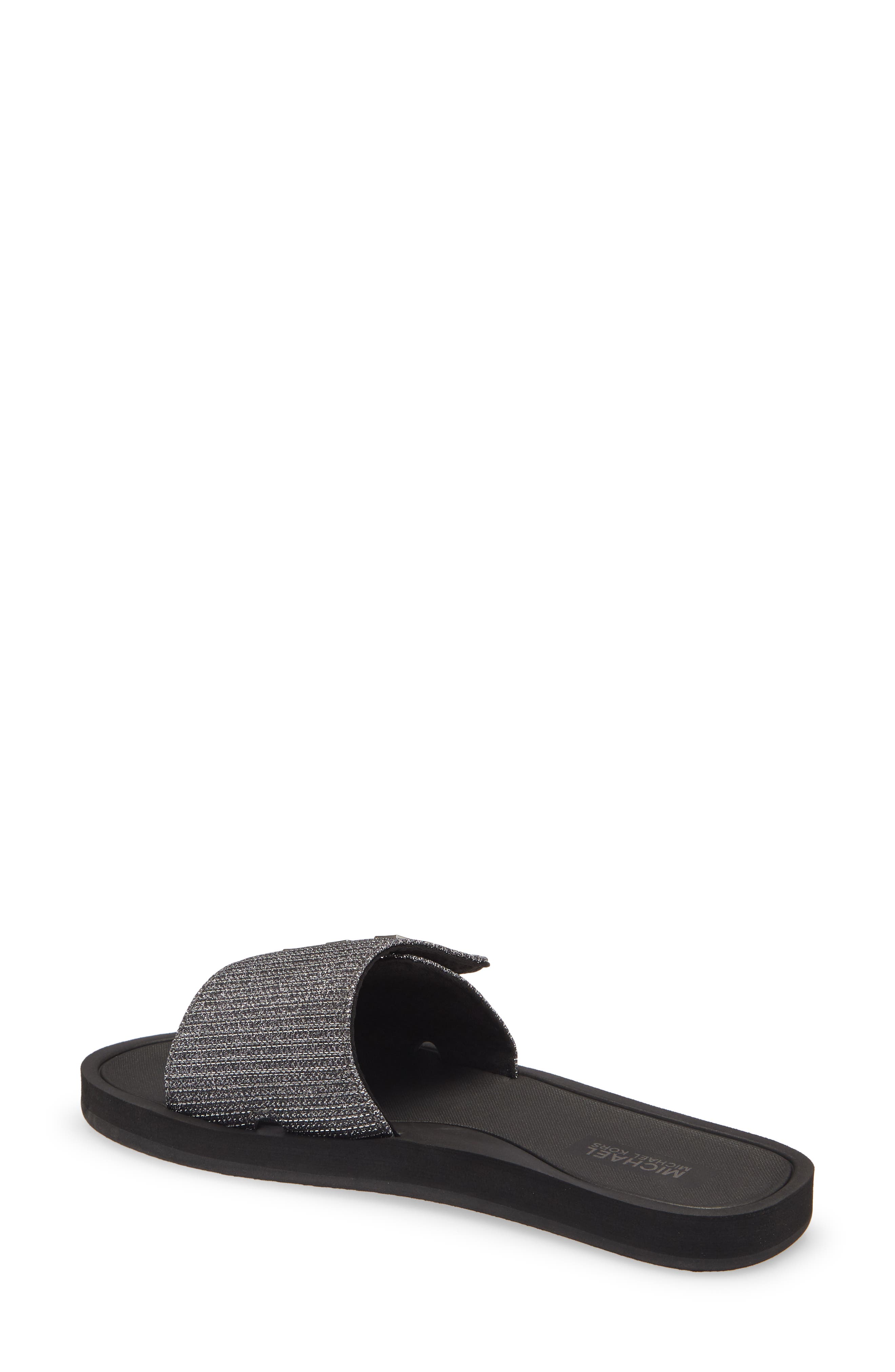 MK Logo Slide Sandal, Alternate, color, GUNMETAL