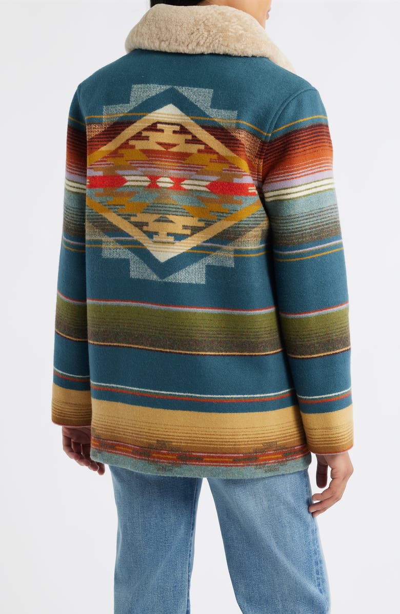 Pendleton Brownsville Virgin Wool & Cotton Coat with Genuine Shearling Collar, Alternate, color, 