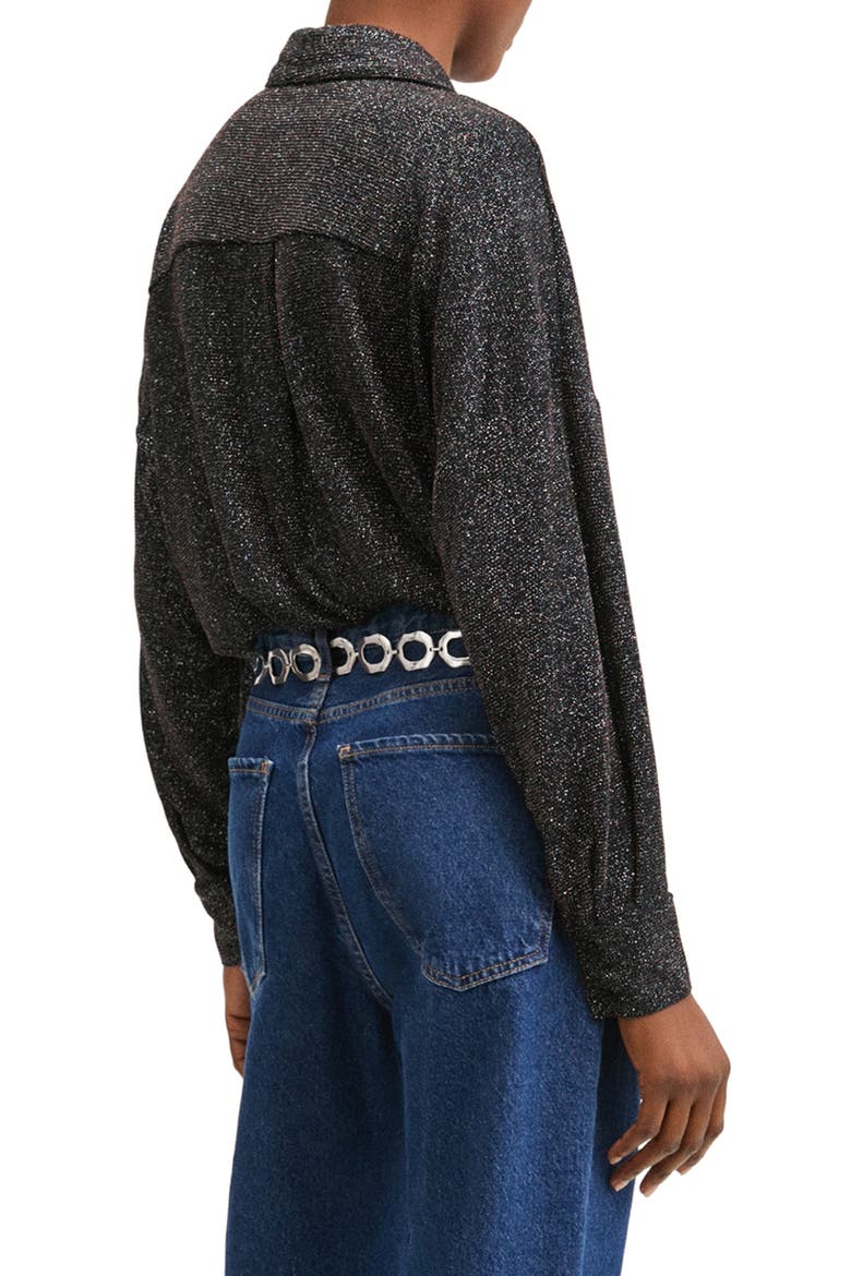 Metallic Long Sleeve Button-Up Blouse, Alternate, color, BLACK/COPPER