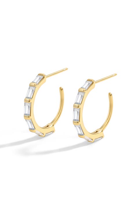 Baguette Cubic Zirconia Hoop Earrings