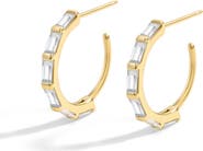 Mint & Lily Baguette Cubic Zirconia Hoop Earrings