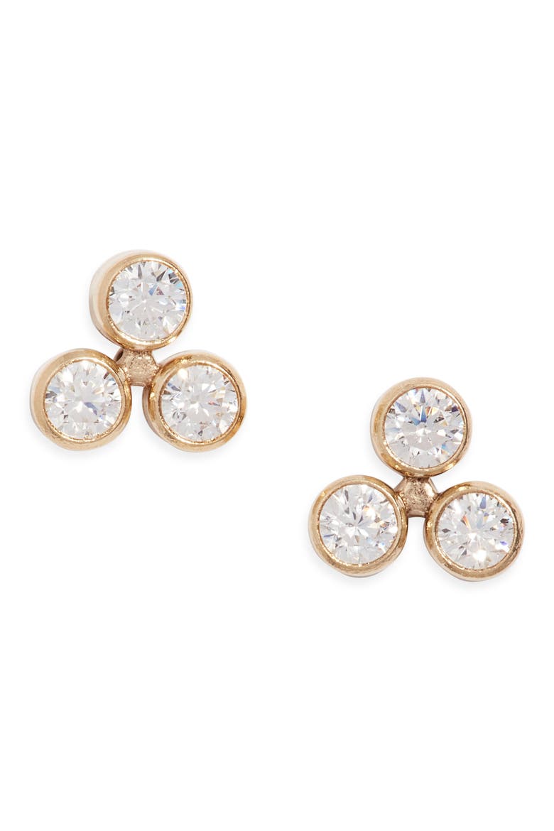 Cubic Zirconia Stud Earrings, Main, color, GOLD FILL