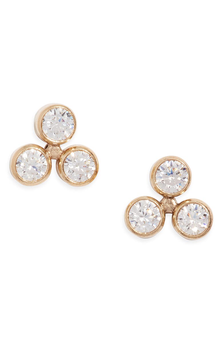 Nashelle Cubic Zirconia Stud Earrings, Main, color, Gold Fill
