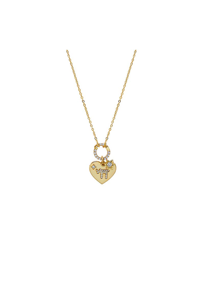 Jewish Charm Toggle Heart Necklace, Main, color, Gold