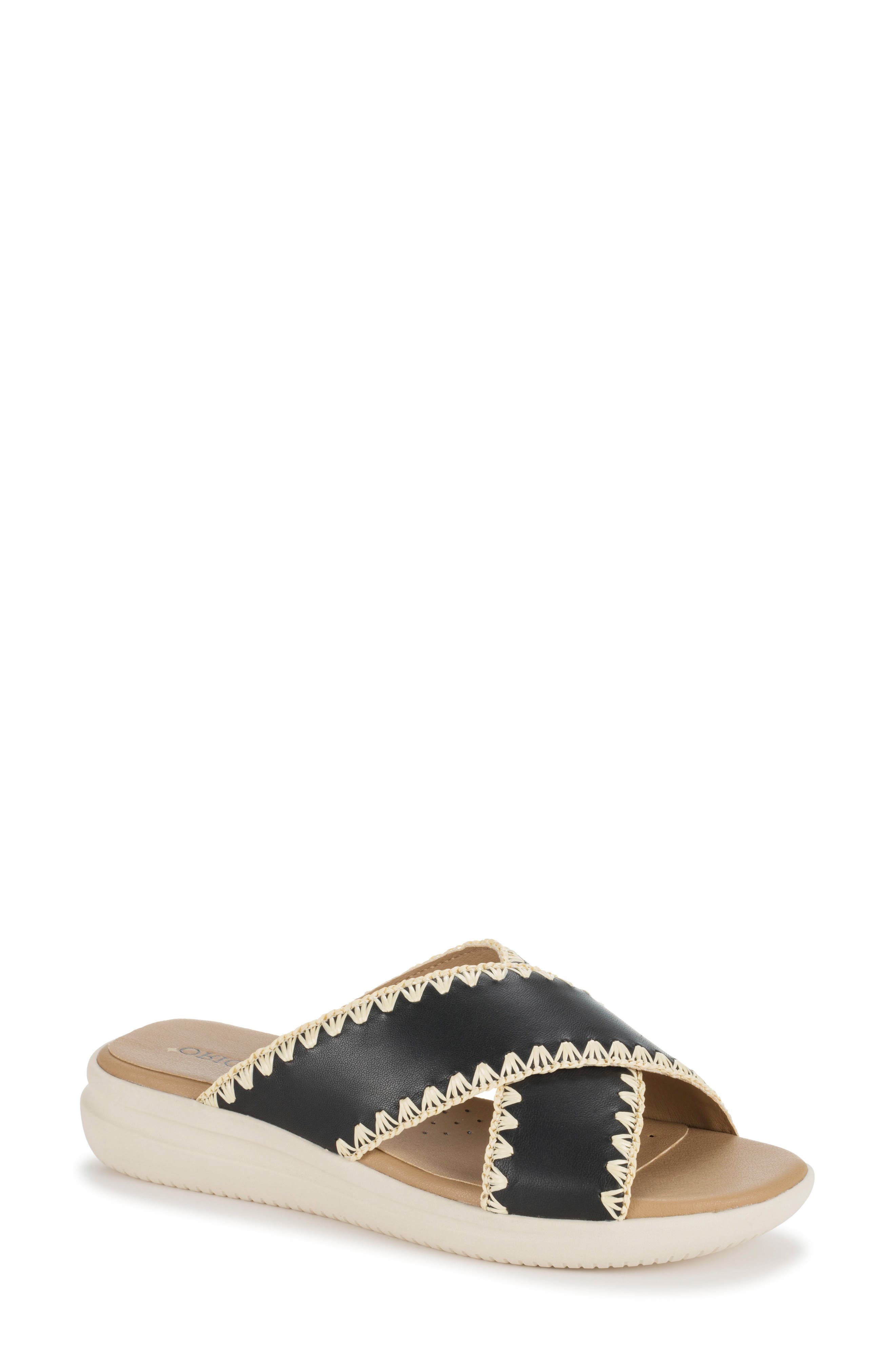 Baretraps Origins Dolinda Slide Sandal in Black Leather 