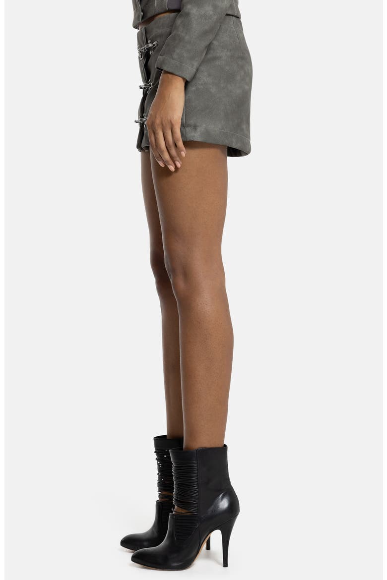 Faux Leather Miniskirt, Alternate, color, GREY