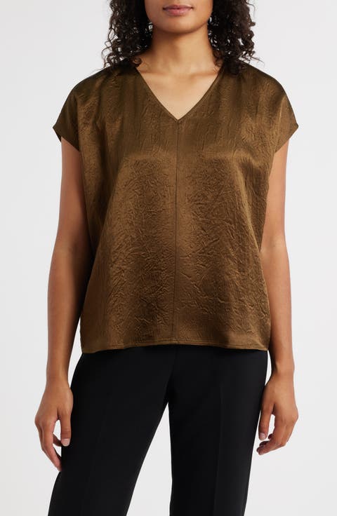 V-Neck Square Satin Top