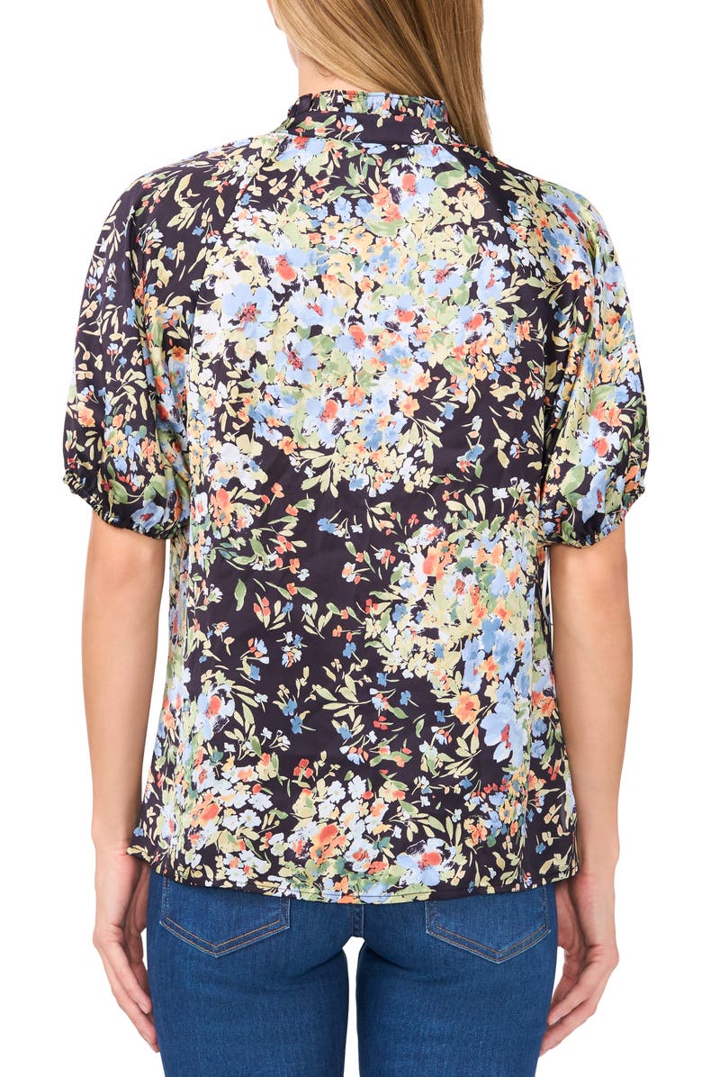 CeCe Floral Ruffle V-Neck Top, Alternate, color, 