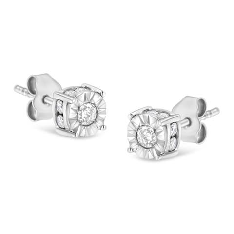 Silver 1/2 Ct Miracle Diamond Stud Earring